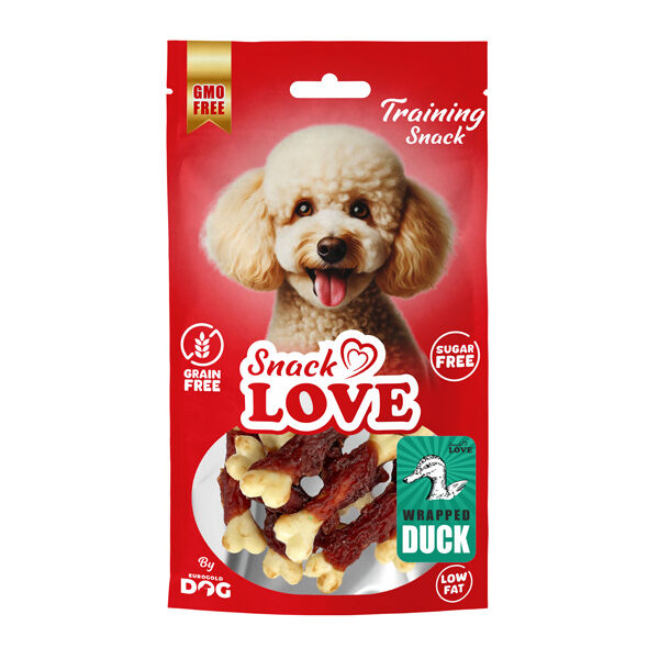 Snack Love Köpek Ödülü Burgulu Kalsiyum Kemik Çubuk Üzerine Sarılı Ördek Etli 7 cm 70 gr