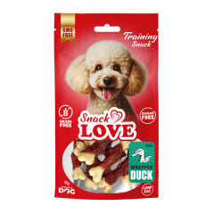 Snack Love Köpek Ödülü Burgulu Kalsiyum Kemik Çubuk Üzerine Sarılı Ördek Etli 7 cm 70 gr