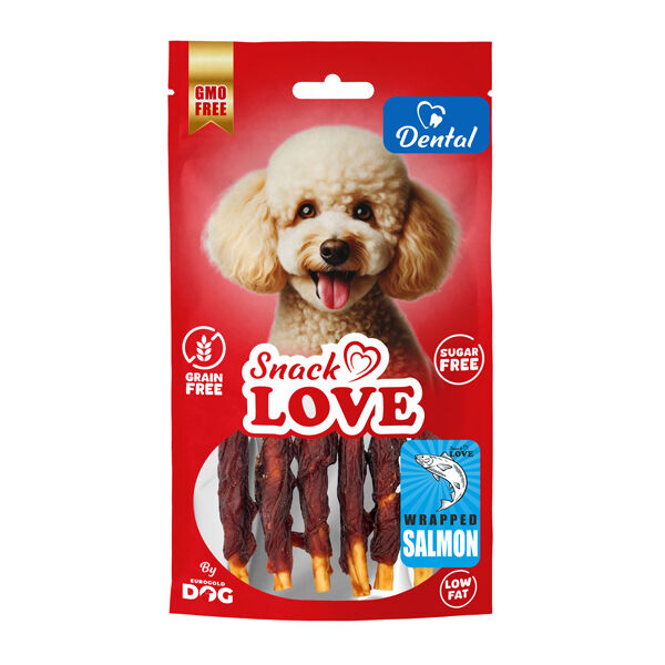 Snack Love Köpek Ödülü Dental Ve Eğitim Burgulu Çubuk Üzerine Sarılı Somon Balığı 10 cm 70 gr