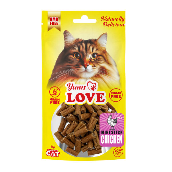 Yums Love Kedi Ödülü Mini Çubuk Tavuklu 2 cm 50 gr