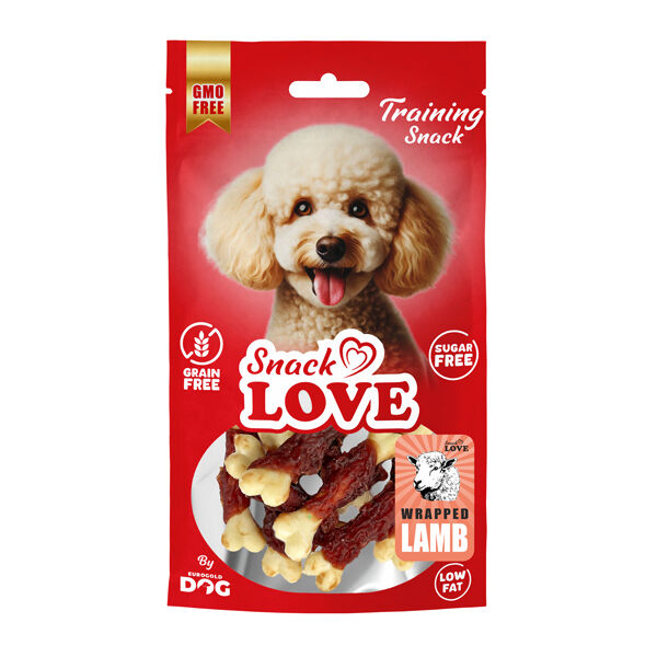 Snack Love Köpek Ödülü Burgulu Kalsiyum Kemik Çubuk Üzerine Sarılı Kuzu Etli 7 cm 70 gr