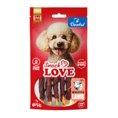 Snack Love Köpek Ödülü Dental Ve Eğitim Burgulu Çubuk Üzerine Sarılı Kuzu Eti 10 cm 70 gr
