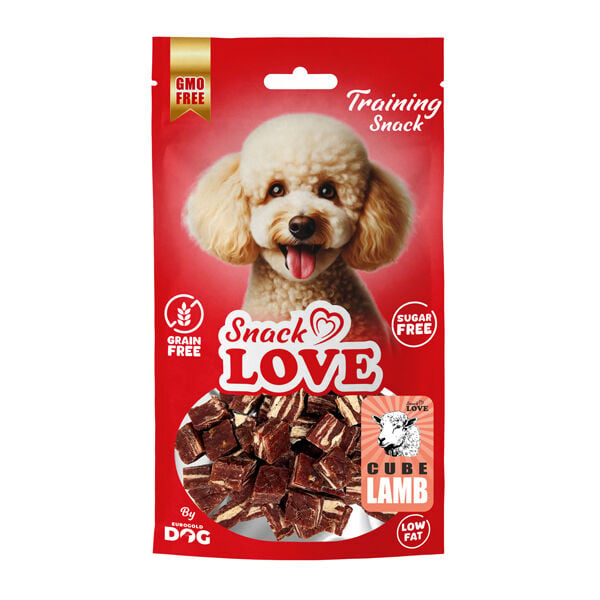 Snack Love Köpek Ödül Ve Eğitim Kuzu-Morina Küp Şekil Kesimli 12 mm 70 gr