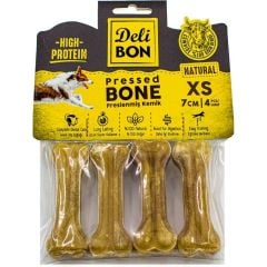 DeliBon Deri Press Köpek Kemik 7Cm Xs Boy 4Lü Paket Natural
