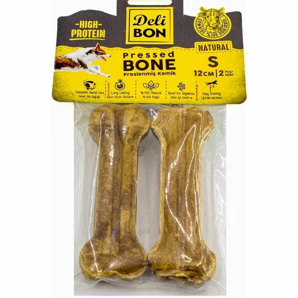 DeliBon Deri Press Köpek Kemik 12 Cm 2 li Natural