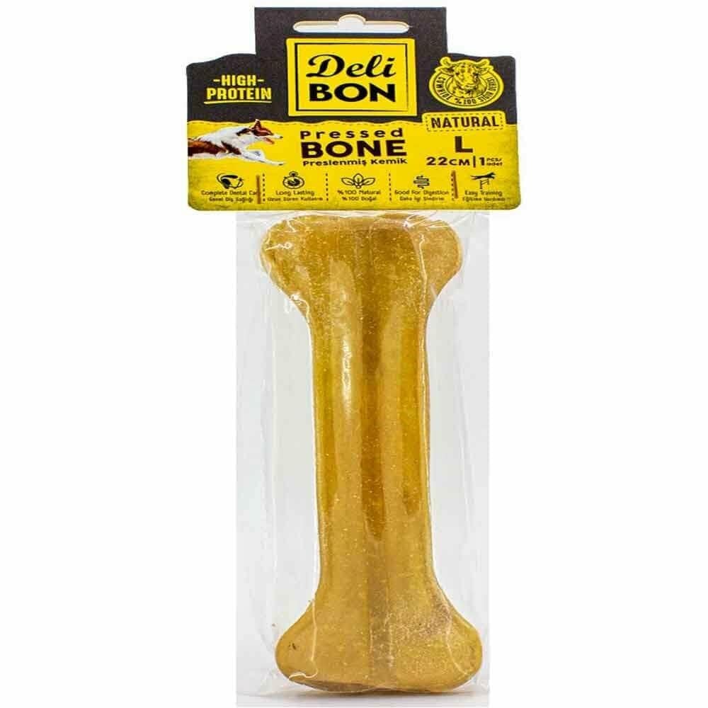 DeliBon Deri Press Köpek Kemik 22 Cm Natural 1 Ad