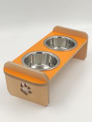 Ahşap İkili Çelik Mama Ve Su Kabı