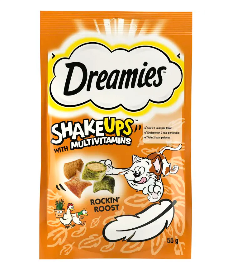 Dreamies Shake Ups Tavuk , Kedi Nanesi ve Ördek Kedi Ödülü 55 Gr x 6 Adet