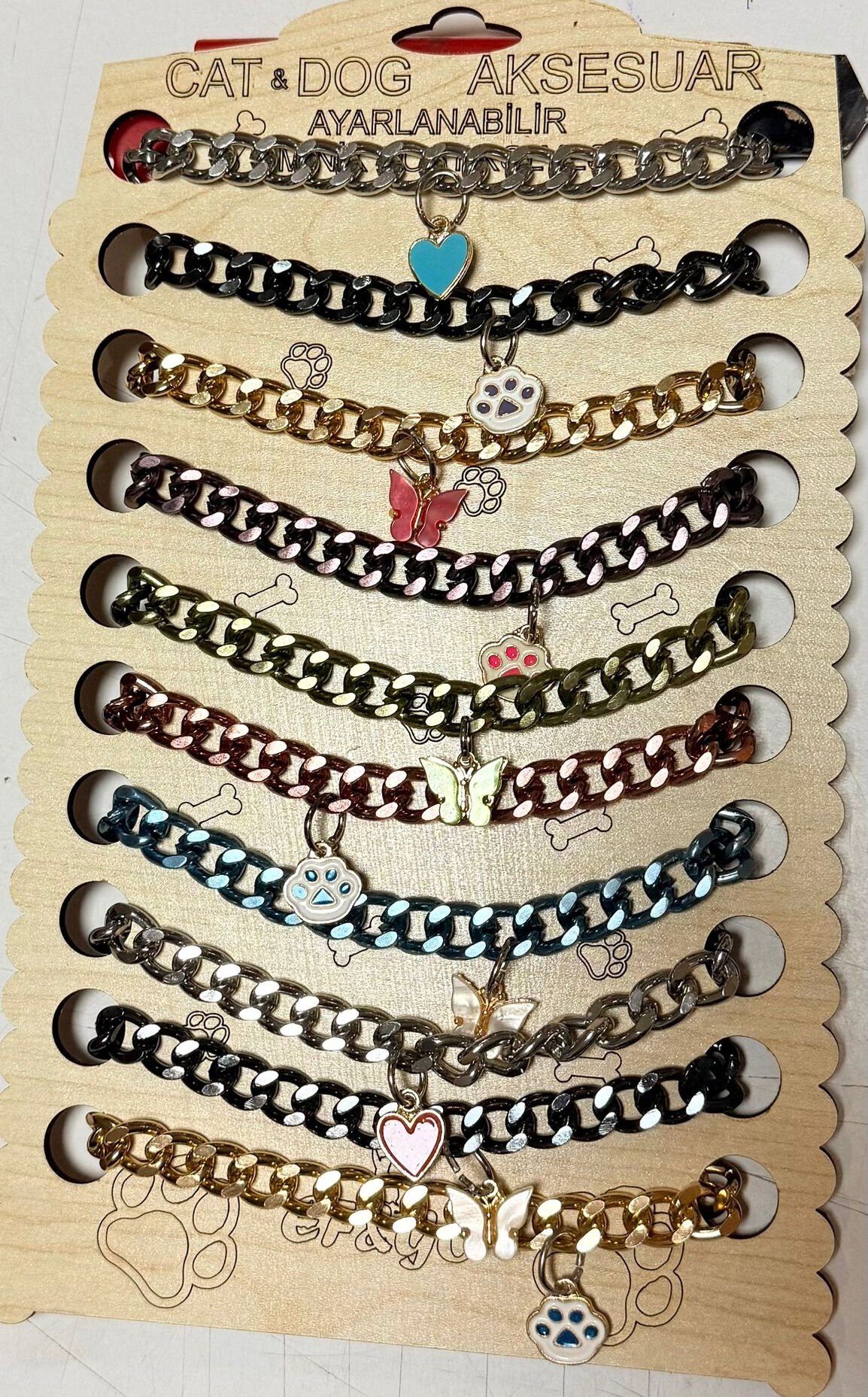 Kedi Köpek Boyun Tasması zincir Renkli 10'Lu