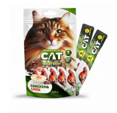 EuroGold Cat Sıvı Kedi Ödülü Tavuk - Ciğer 5x15Gr 12 ADET