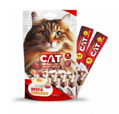 EuroGold Cat Sıvı Kedi Ödülü Dana - Tavuk Etli 5x15Gr 12 Adet
