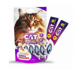 EuroGold Cat Sıvı Kedi Ödülü Ton - Deniz Tarağı 5x15Gr 12 Adet