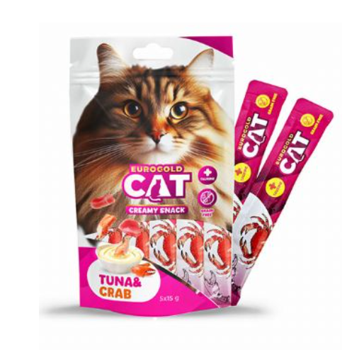 EuroGold Cat Sıvı Kedi Ödülü Ton - Yengeç 5x15Gr 12 Adet