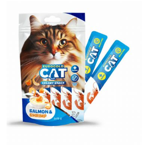 EuroGold Cat Sıvı Kedi Ödülü Somon - Karides 5x15Gr 12 Adet