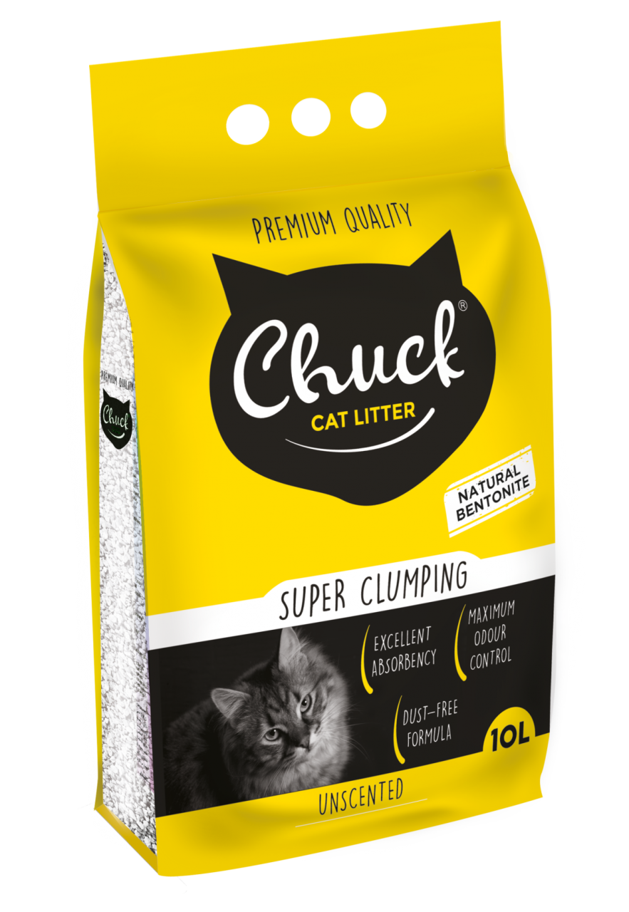 Chuck 10 Litre Parfümsüz Kalın Bentonit Kedi Kumu