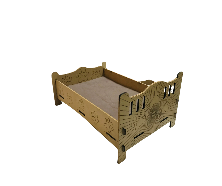 PATİ DESENLİ AHŞAP KEDİ KÖPEK YATAĞI