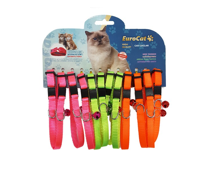 Eurocat Renkli Çıngıraklı Kedi Boyun Tasması 12'lü
