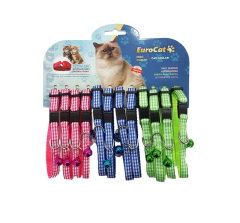 Eurocat Renkli Ekoseli Çıngıraklı Kedi Boyun Tasması 12'li