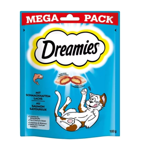 Dreamies Mega Pack İç Dolgulu Somonlu Kedi Ödül Bisküvisi 180gr 4 Adet