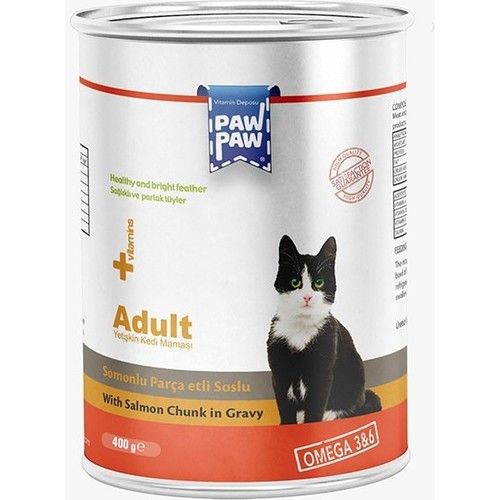 PAW PAW KEDİ SOMON ETLİ GRAVY 400 GR KONSERVE 24 ADET