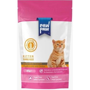 PAW PAW KEDİ YAVRU TAVUK ETLİ 85 GR POUCH 24 ADET