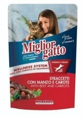 Miglior Gatto Pouch Biftek Etli ve Havuçlu Yetişkin Kedi Yaş Maması 100gr 24 ADET