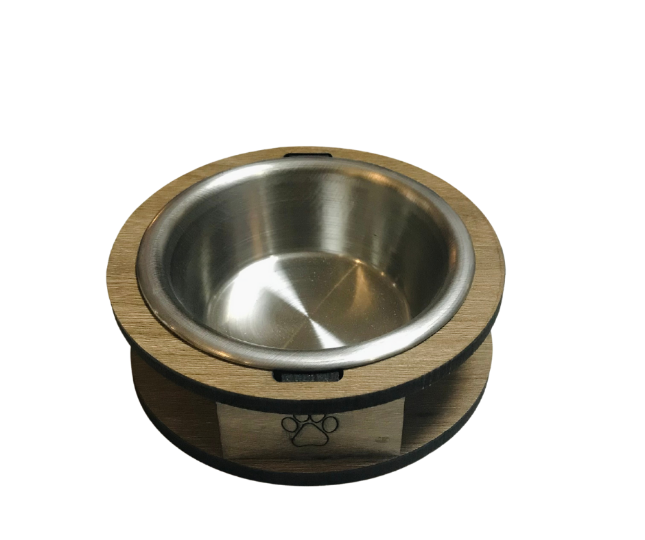 AHŞAP YUVARLAK TEKLİ MAMA VE SU KABI