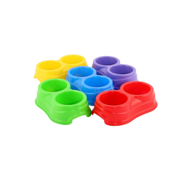 PLASTİK İKİLİ MAMA VE SU KABI KÜÇÜK 10 ADET