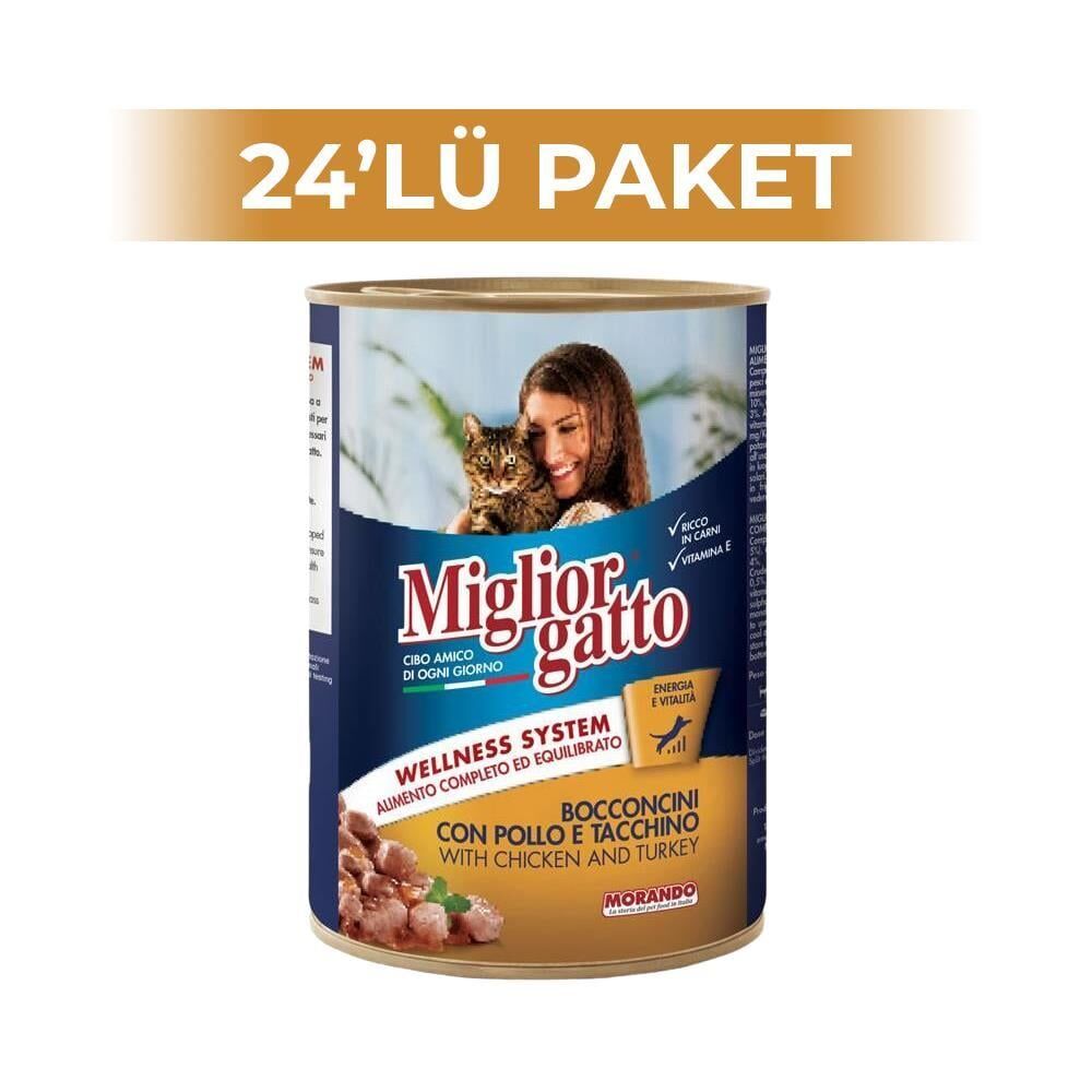 Miglior Gatto Tavuklu & Hindili Kedi Konservesi 405 gr 24 Adet