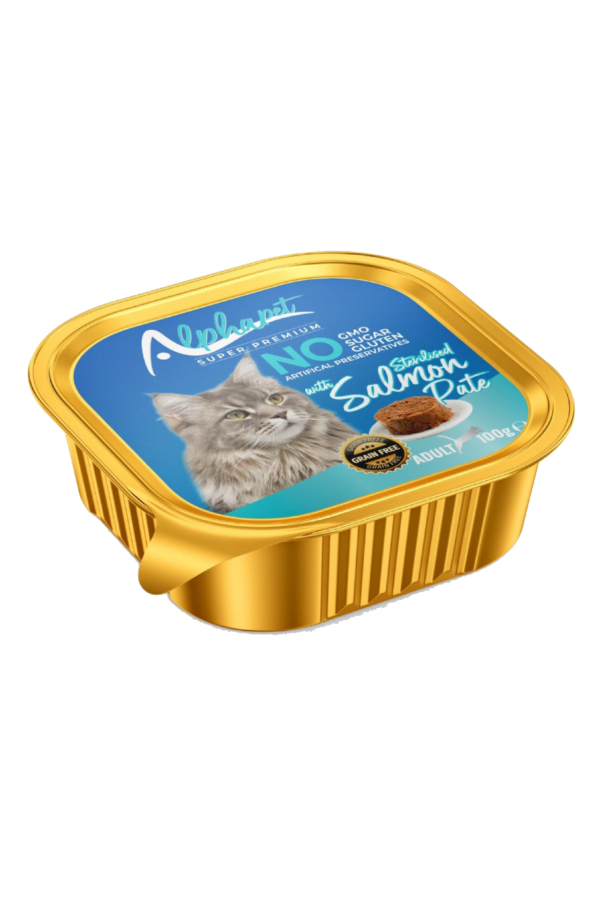 ALPHA ALU CUP YETİŞKİN STERİL KEDİ EZME SOMONLU 16'LI