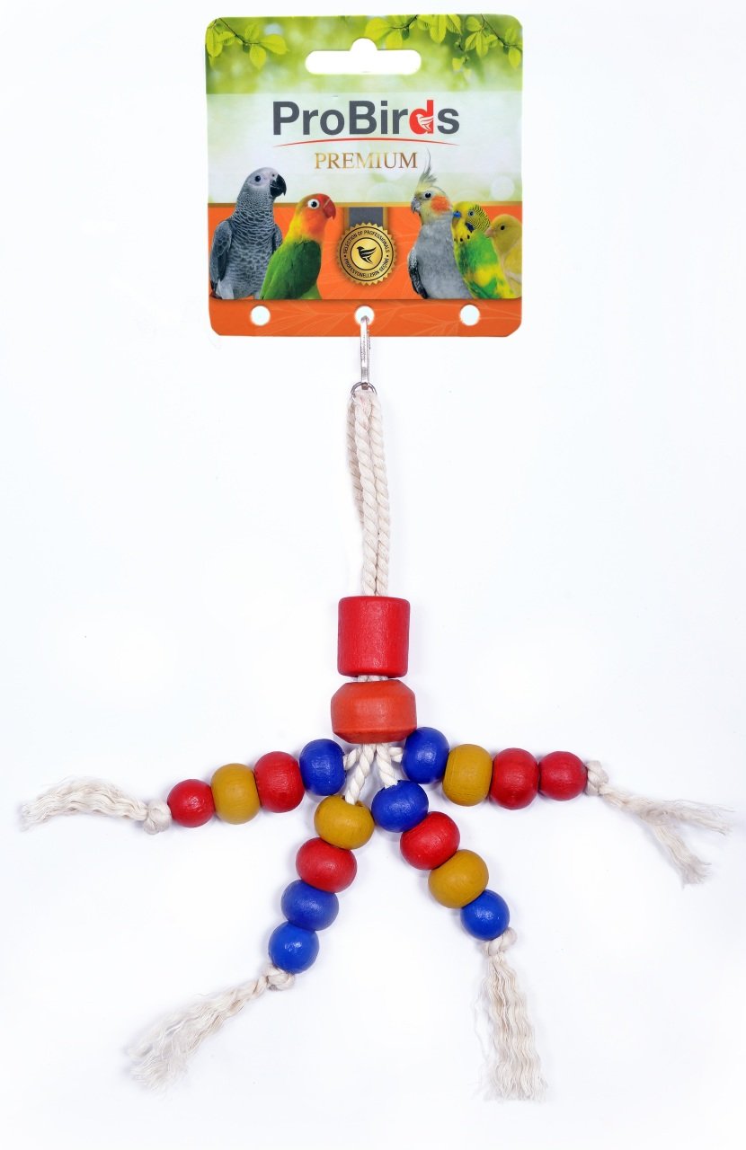 İPLİ RENKLİ TAHTA BONCUKLU KUŞ OYUNCAĞI