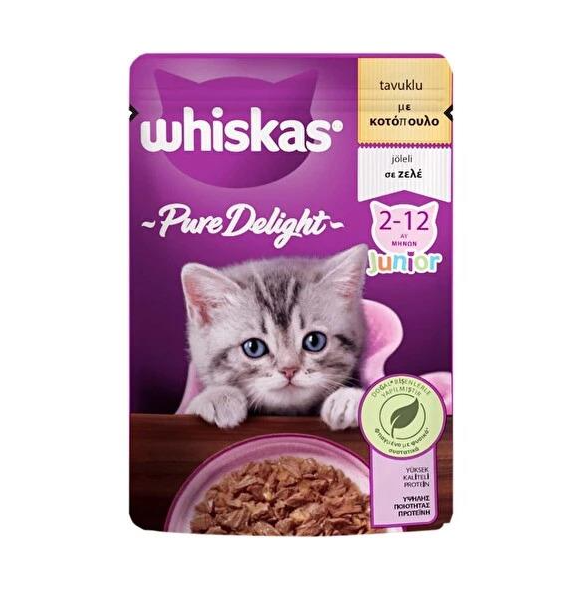 Whiskas Pure Delight Tavuklu Yavru Kedi Maması 85 gr 28 ADET