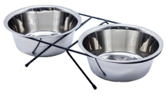 Tel Ayaklı Kedi Köpek Çelik Mama Kabı İkili 13,5 Cm