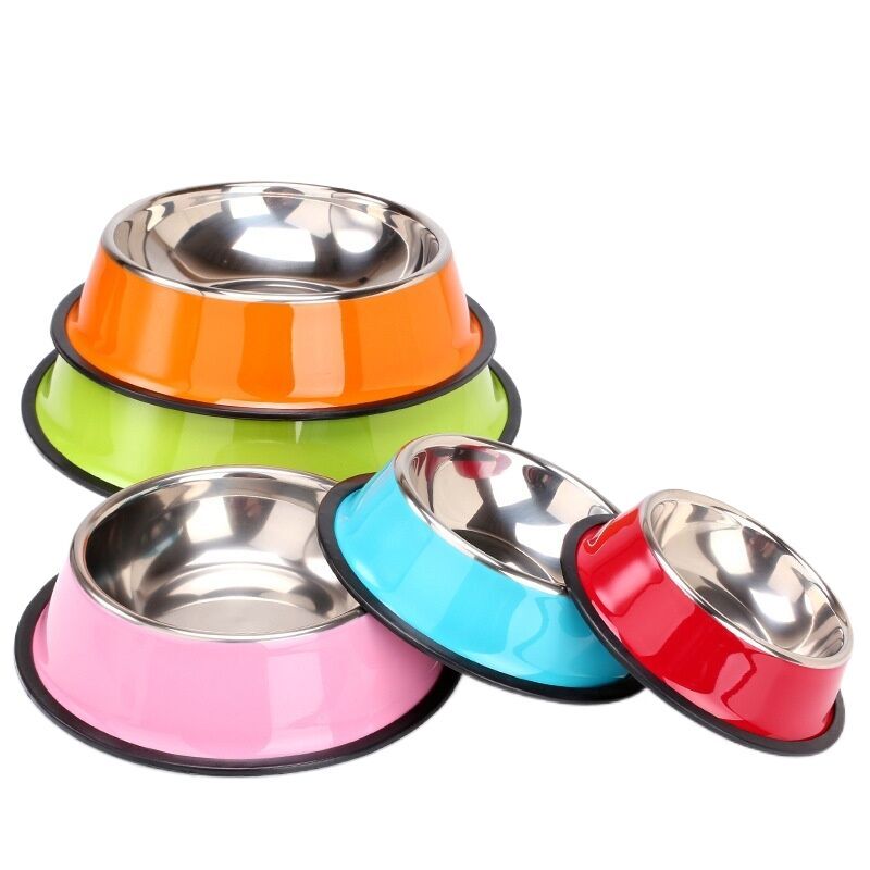 Kaymaz Tabanlı Renkli Çelik Mama Kabı 18 Cm