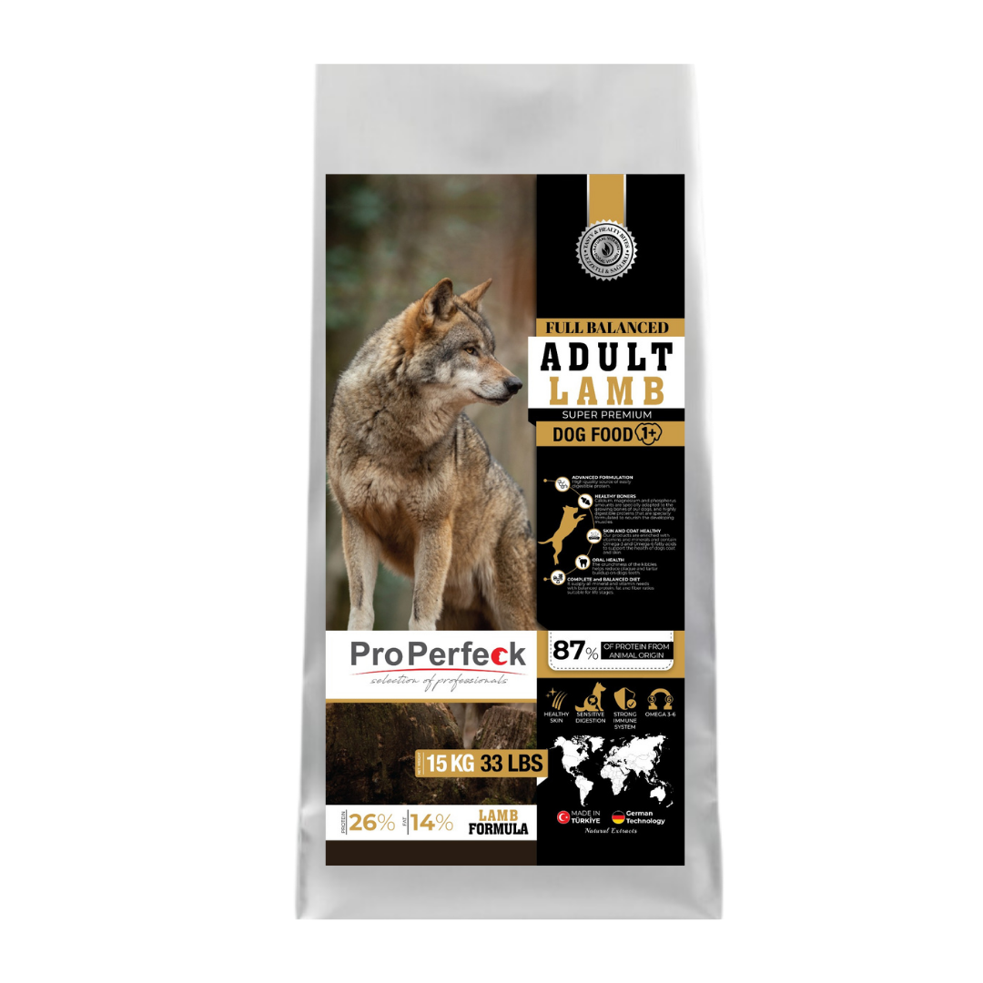 PRO PERFECK PREMİUM YETİŞKİN KUZULU KÖPEK MAMASI 15 KG