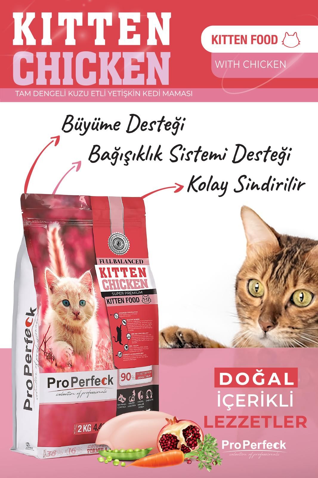 PREMİUM TAVUKLU NARLI HAVUÇLU YAVRU KEDİ MAMASI 10 KG
