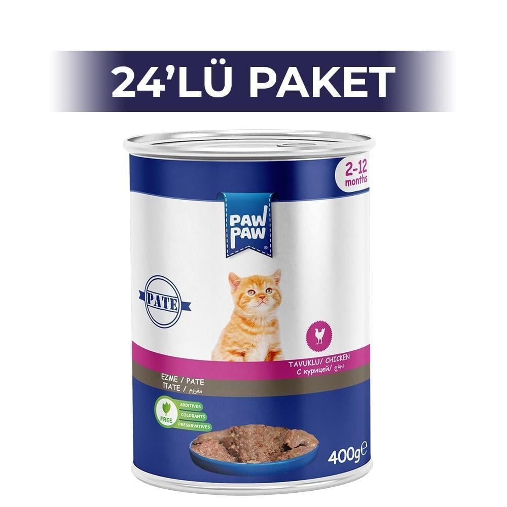 Paw Paw Tavuklu Yavru Kedi Konserve Maması 400 gr 24 Adet