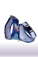 Desenli Göğüs Tasma Seti Mavi